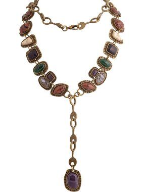 Bohemian Created Turquoise Beaded Y-Necklace, Turquoise-toned Multi-shaped Penda